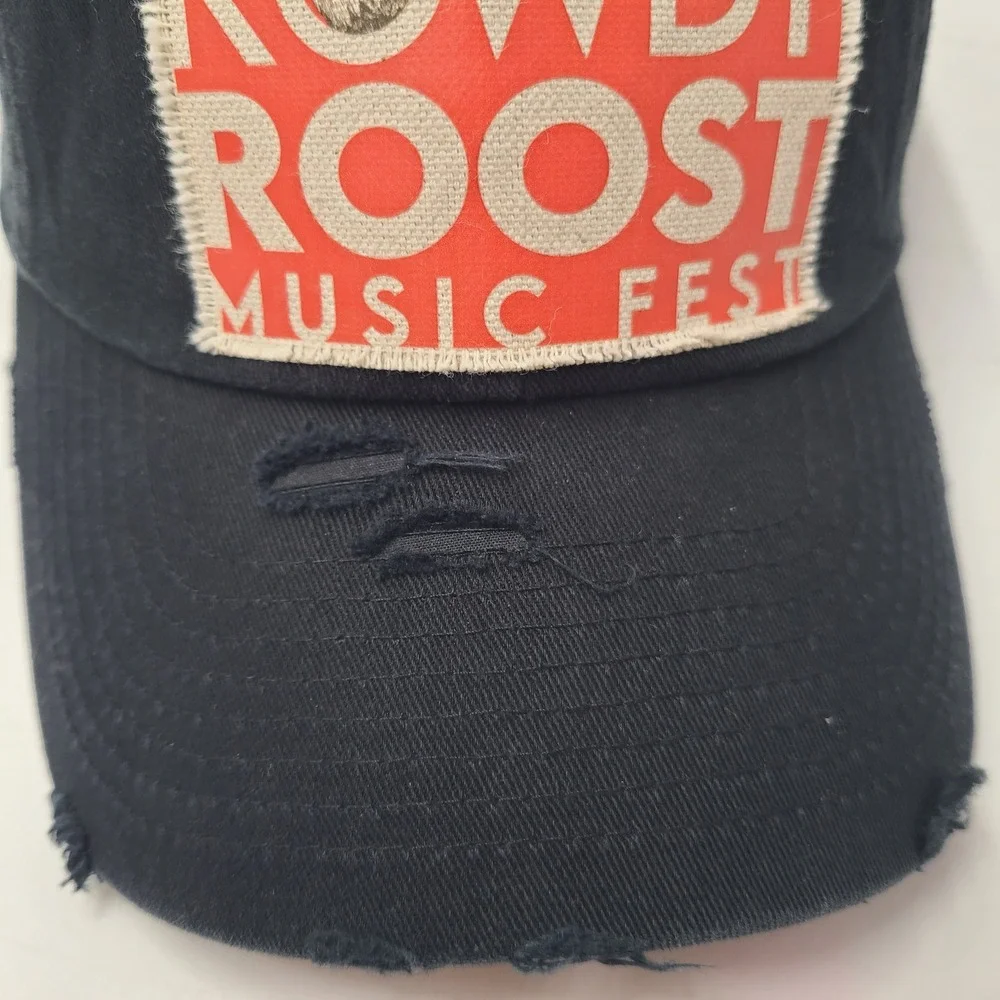 Rowdy Roost Music Fest Hat Strapback Black Distressed Peltzer Winery Festival